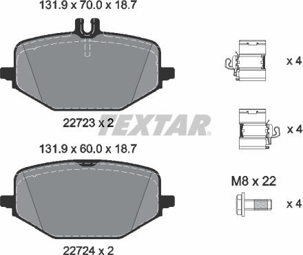 Textar 2272303 - Bremžu uzliku kompl., Disku bremzes ps1.lv