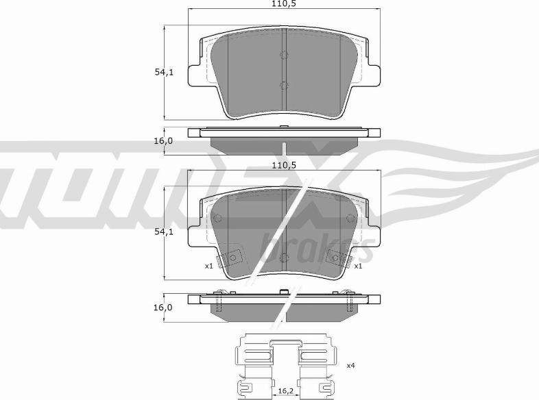 TOMEX brakes TX 60-25 - Bremžu uzliku kompl., Disku bremzes ps1.lv