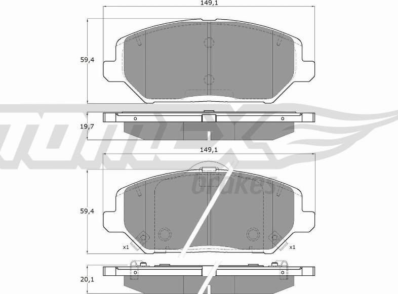 TOMEX brakes TX 19-59 - Bremžu uzliku kompl., Disku bremzes ps1.lv