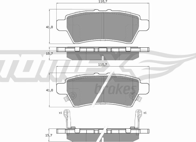 TOMEX brakes TX 19-57 - Bremžu uzliku kompl., Disku bremzes ps1.lv