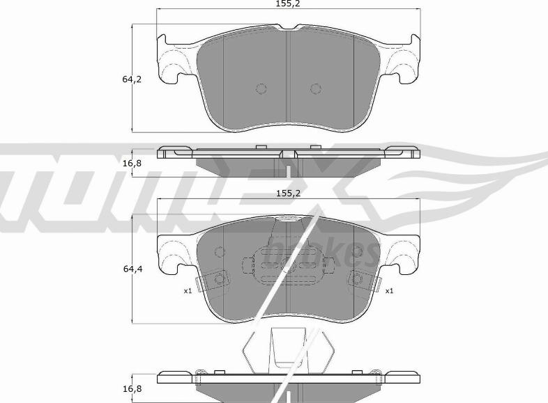 TOMEX brakes TX 19-70 - Bremžu uzliku kompl., Disku bremzes ps1.lv