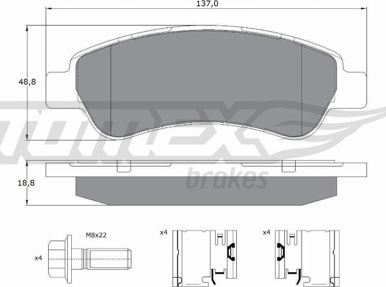 TOMEX brakes TX 14-41 - Bremžu uzliku kompl., Disku bremzes ps1.lv