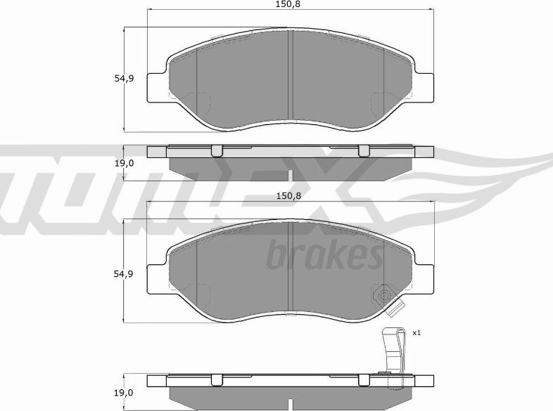 TOMEX brakes TX 14-61 - Bremžu uzliku kompl., Disku bremzes ps1.lv