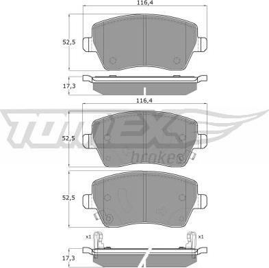 TOMEX brakes TX 14-161 - Bremžu uzliku kompl., Disku bremzes ps1.lv