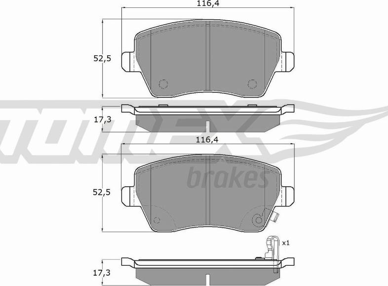 TOMEX brakes TX 14-162 - Bremžu uzliku kompl., Disku bremzes ps1.lv