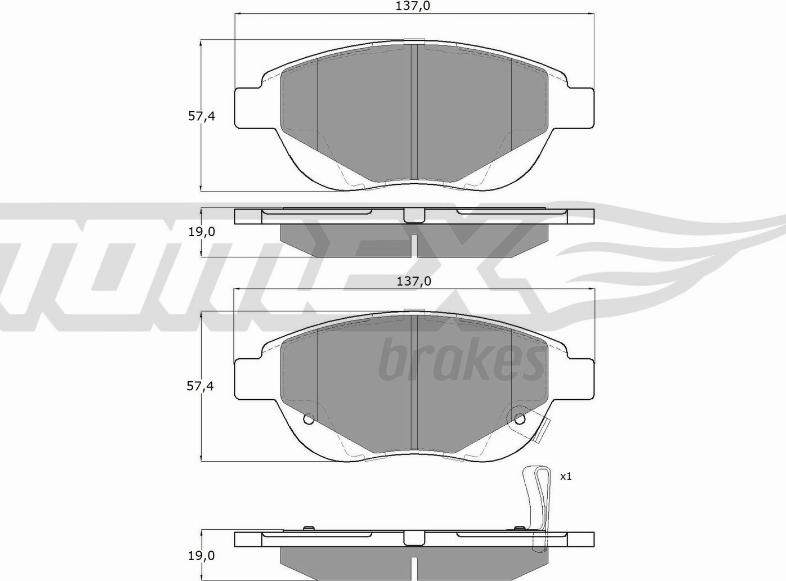 TOMEX brakes TX 14-86 - Bremžu uzliku kompl., Disku bremzes ps1.lv