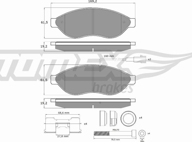 TOMEX brakes TX 14-39 - Bremžu uzliku kompl., Disku bremzes ps1.lv