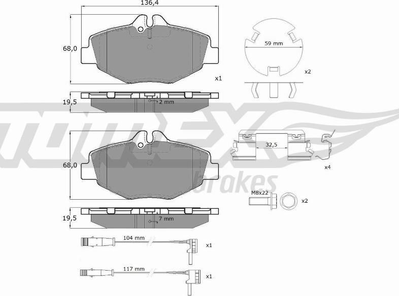 TOMEX brakes TX 14-29 - Bremžu uzliku kompl., Disku bremzes ps1.lv