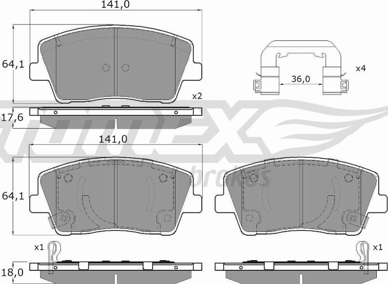 TOMEX brakes TX 15-42 - Bremžu uzliku kompl., Disku bremzes ps1.lv