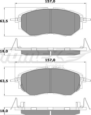 TOMEX brakes TX 15-54 - Bremžu uzliku kompl., Disku bremzes ps1.lv