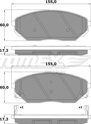 TOMEX brakes TX 15-53 - Bremžu uzliku kompl., Disku bremzes ps1.lv