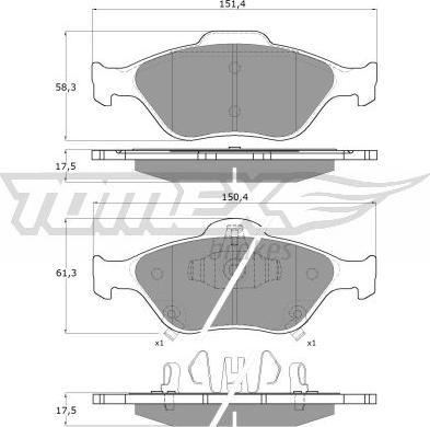 TOMEX brakes TX 15-00 - Bremžu uzliku kompl., Disku bremzes ps1.lv