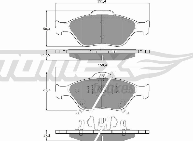 TOMEX brakes TX 15-00 - Bremžu uzliku kompl., Disku bremzes ps1.lv