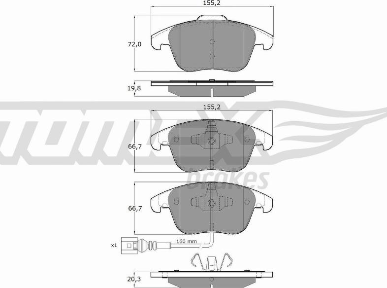 TOMEX brakes TX 15-82 - Bremžu uzliku kompl., Disku bremzes ps1.lv