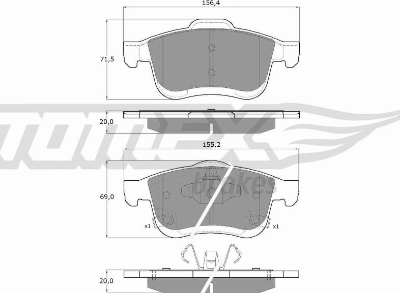 TOMEX brakes TX 15-251 - Bremžu uzliku kompl., Disku bremzes ps1.lv