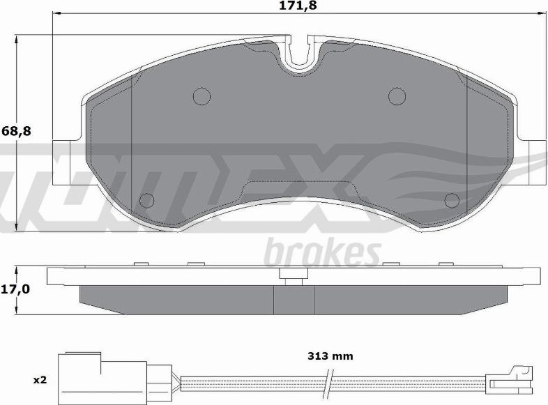 TOMEX brakes TX 16-95 - Bremžu uzliku kompl., Disku bremzes ps1.lv