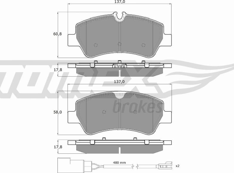 TOMEX brakes TX 16-961 - Bremžu uzliku kompl., Disku bremzes ps1.lv