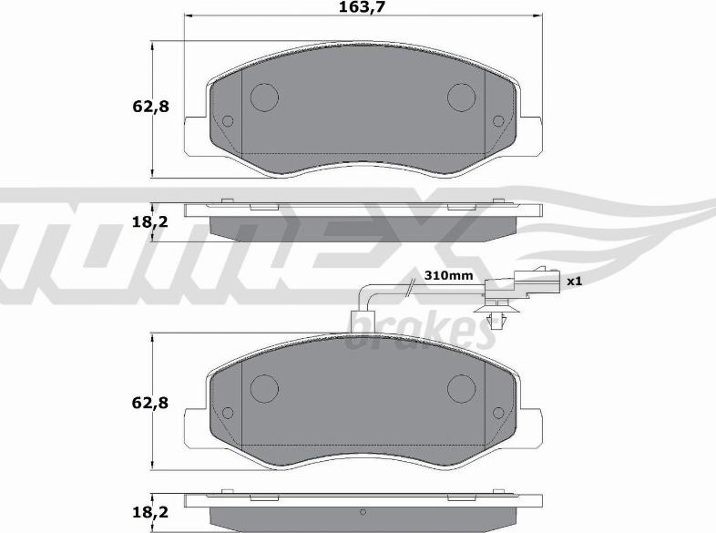 TOMEX brakes TX 16-49 - Bremžu uzliku kompl., Disku bremzes ps1.lv