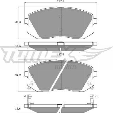 TOMEX brakes TX 16-44 - Bremžu uzliku kompl., Disku bremzes ps1.lv