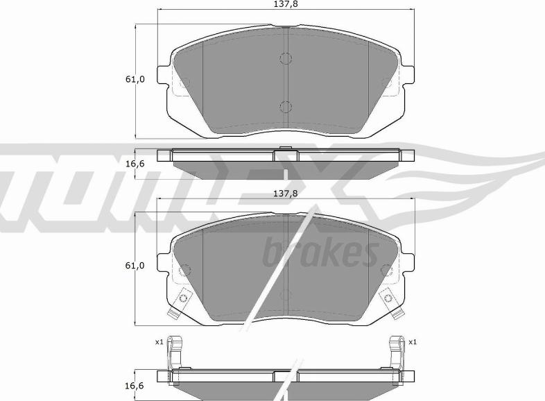 TOMEX brakes TX 16-44 - Bremžu uzliku kompl., Disku bremzes ps1.lv