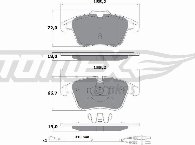 TOMEX brakes TX 16-55 - Bremžu uzliku kompl., Disku bremzes ps1.lv