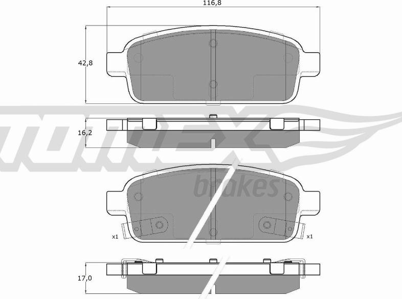 TOMEX brakes TX 16-52 - Bremžu uzliku kompl., Disku bremzes ps1.lv