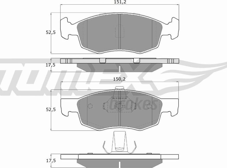 TOMEX brakes TX 16-61 - Bremžu uzliku kompl., Disku bremzes ps1.lv