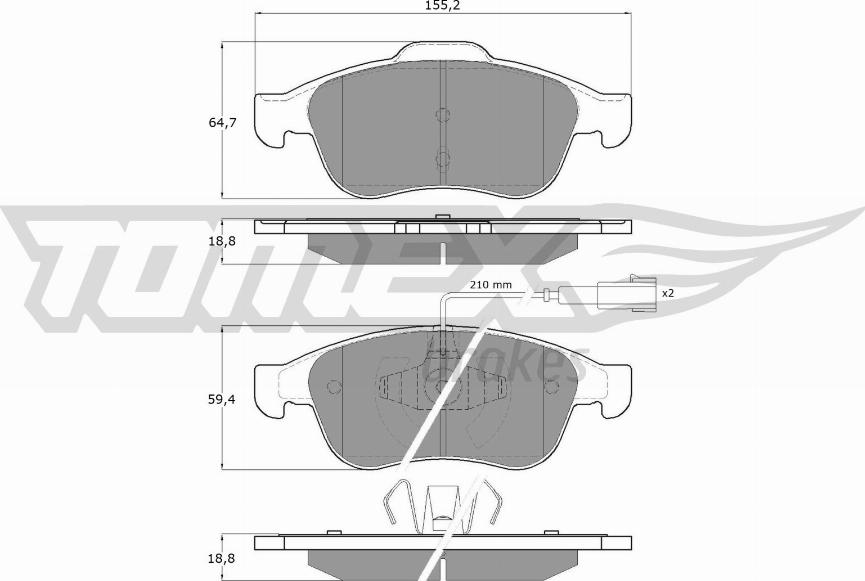 TOMEX brakes TX 16-62 - Bremžu uzliku kompl., Disku bremzes ps1.lv