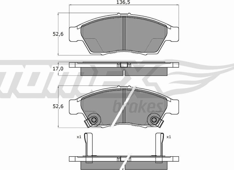 TOMEX brakes TX 16-08 - Bremžu uzliku kompl., Disku bremzes ps1.lv