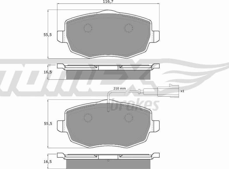 TOMEX brakes TX 16-89 - Bremžu uzliku kompl., Disku bremzes ps1.lv