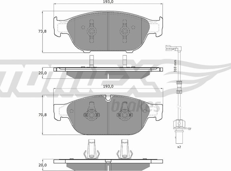 TOMEX brakes TX 16-83 - Bremžu uzliku kompl., Disku bremzes ps1.lv