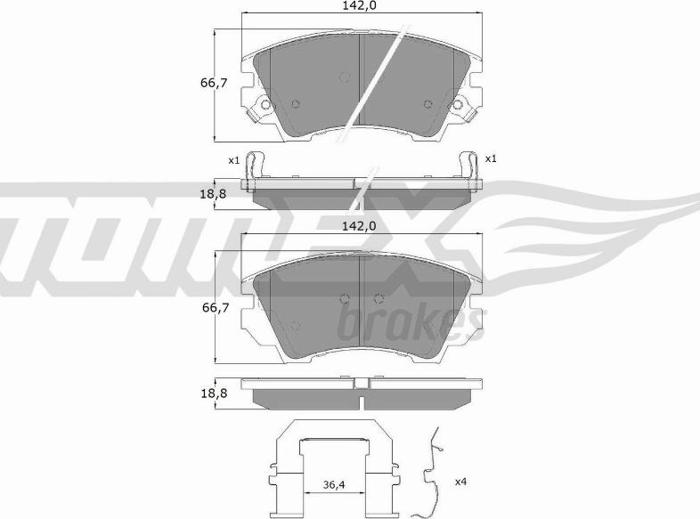 TOMEX brakes TX 16-34 - Bremžu uzliku kompl., Disku bremzes ps1.lv