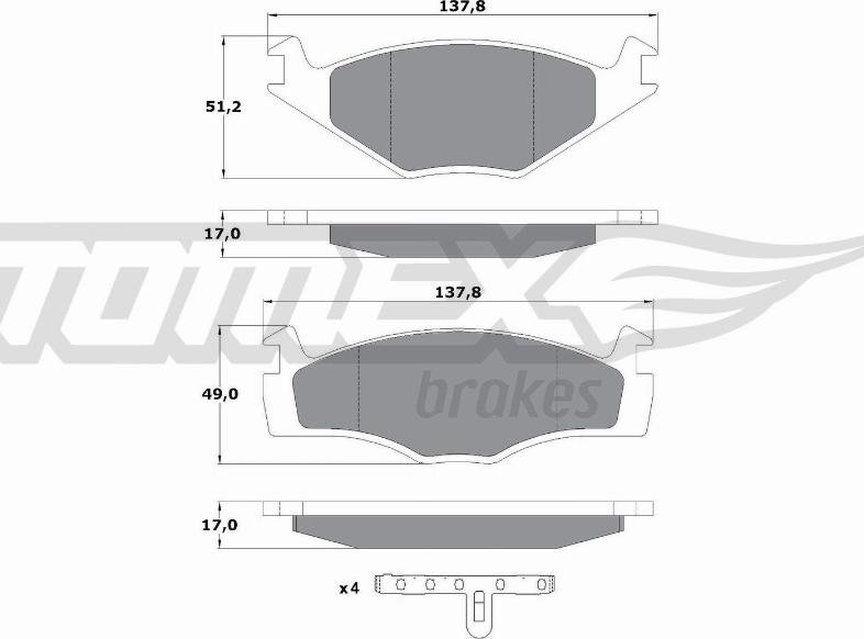 TOMEX brakes TX 10-141 - Bremžu uzliku kompl., Disku bremzes ps1.lv