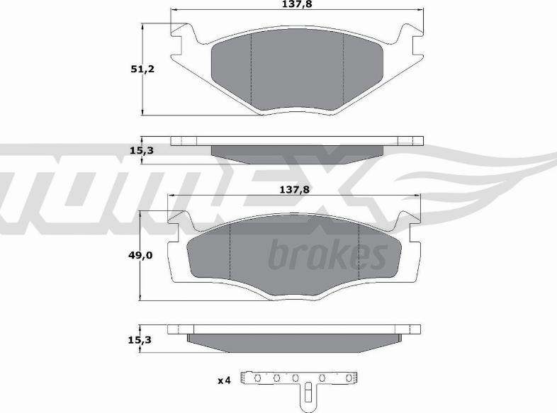 TOMEX brakes TX 10-14 - Bremžu uzliku kompl., Disku bremzes ps1.lv