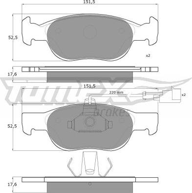 TOMEX brakes TX 10-711 - Bremžu uzliku kompl., Disku bremzes ps1.lv