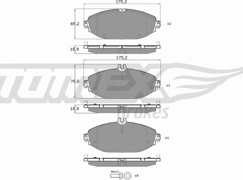 TOMEX brakes TX 18-53 - Bremžu uzliku kompl., Disku bremzes ps1.lv