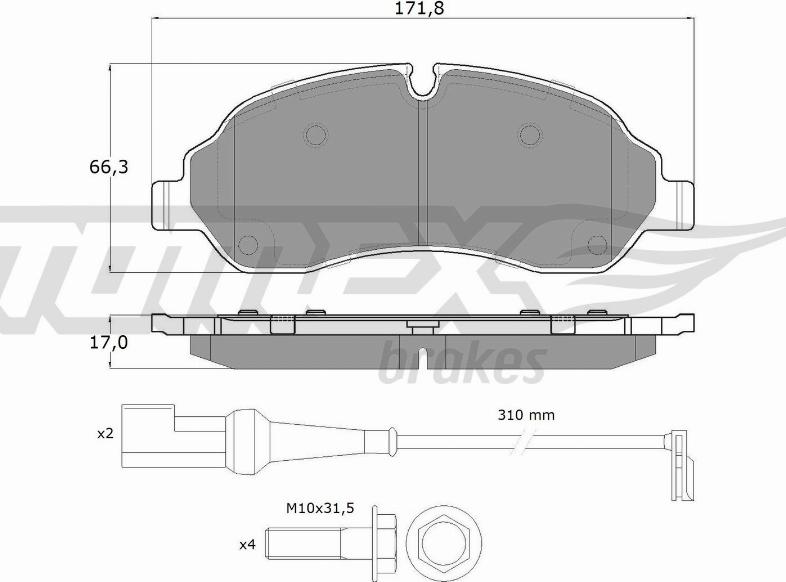 TOMEX brakes TX 18-04 - Bremžu uzliku kompl., Disku bremzes ps1.lv