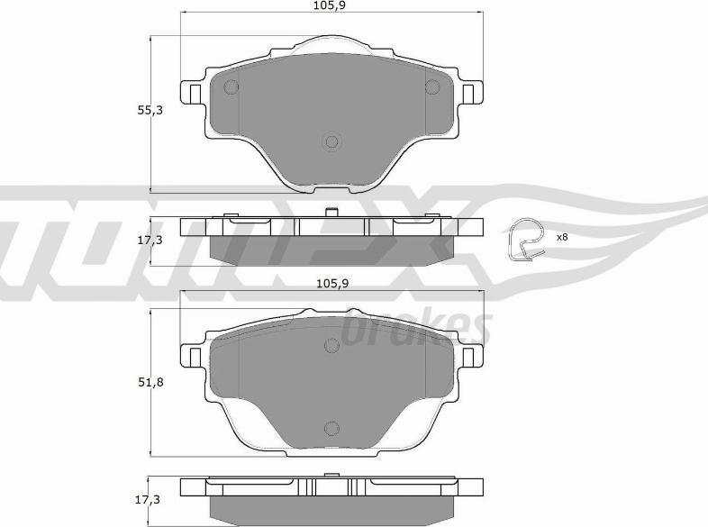 TOMEX brakes TX 18-37 - Bremžu uzliku kompl., Disku bremzes ps1.lv