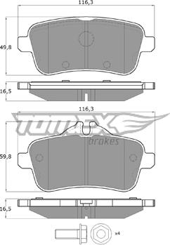 TOMEX brakes TX 18-79 - Bremžu uzliku kompl., Disku bremzes ps1.lv