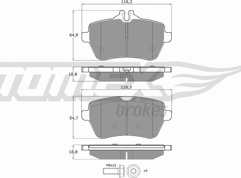 TOMEX brakes TX 18-78 - Bremžu uzliku kompl., Disku bremzes ps1.lv