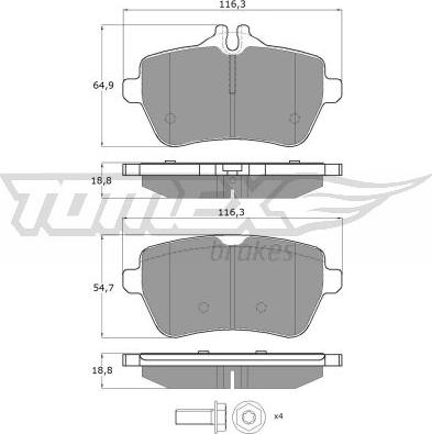 TOMEX brakes TX 18-78 - Bremžu uzliku kompl., Disku bremzes ps1.lv