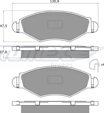 TOMEX brakes TX 13-43 - Bremžu uzliku kompl., Disku bremzes ps1.lv