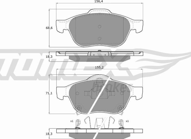 TOMEX brakes TX 13-64 - Bremžu uzliku kompl., Disku bremzes ps1.lv