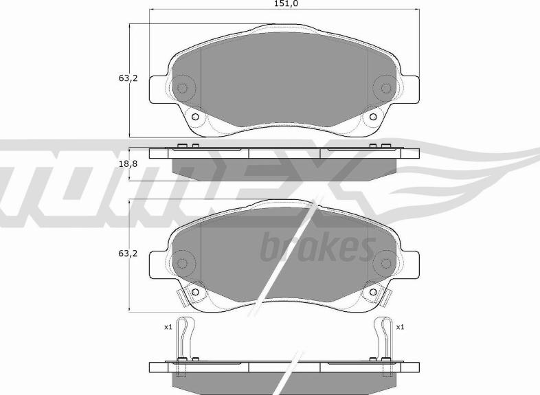 TOMEX brakes TX 13-61 - Bremžu uzliku kompl., Disku bremzes ps1.lv