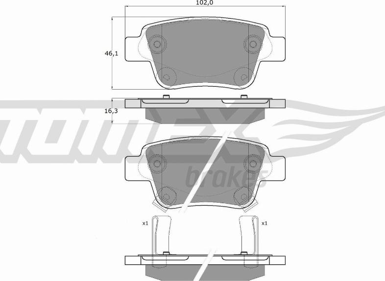 TOMEX brakes TX 13-62 - Bremžu uzliku kompl., Disku bremzes ps1.lv