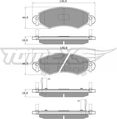 TOMEX brakes TX 12-96 - Bremžu uzliku kompl., Disku bremzes ps1.lv