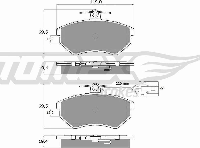 TOMEX brakes TX 12-04 - Bremžu uzliku kompl., Disku bremzes ps1.lv