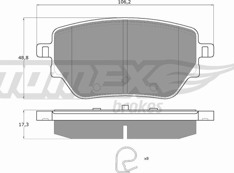 TOMEX brakes TX 12-08 - Bremžu uzliku kompl., Disku bremzes ps1.lv