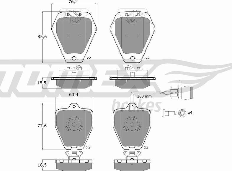 TOMEX brakes TX 12-26 - Bremžu uzliku kompl., Disku bremzes ps1.lv