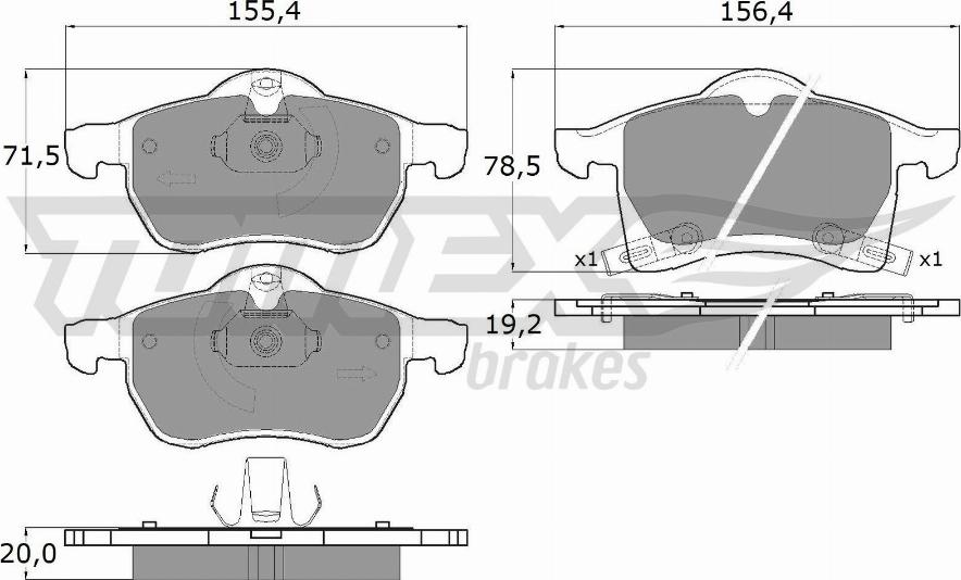 TOMEX brakes TX 12-22 - Bremžu uzliku kompl., Disku bremzes ps1.lv